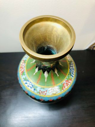 Vintage Signed Cloisonne Black Dragon Vase 2