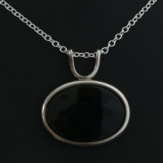 Danish Sterling Silver Pendant Made By N.  E.  From And Set With Black Onyx