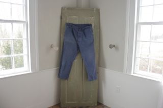 Vintage Pants Blue French Work Wear Cotton Denim Trousers 42 Inch Waist C1930