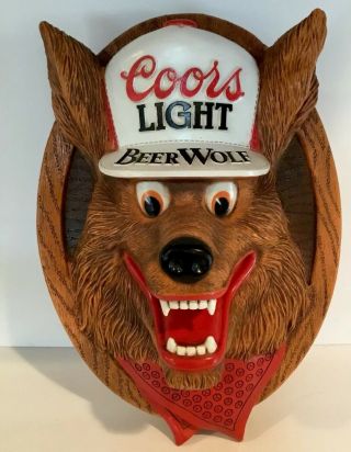 Coors Light Vintage Beer Wolf 3d Wall Sign - - Beer Collectible