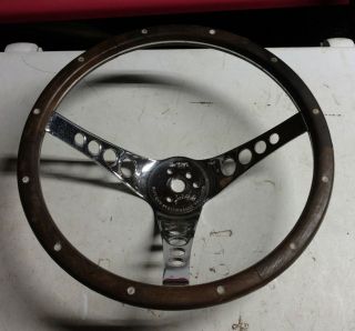 Vintage Superior 500 Gasser Wooden Steering Wheel 13.  5 Inch