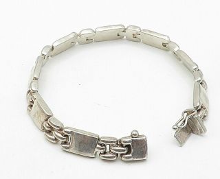 925 Sterling Silver - Vintage Smooth Square Link Chain Bracelet - B5093 4