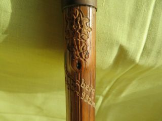 Antique German Stag Antler Handle Carved Hickory Cane Walking Stick 6