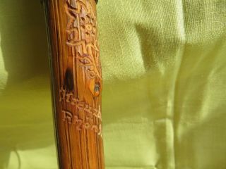 Antique German Stag Antler Handle Carved Hickory Cane Walking Stick 7
