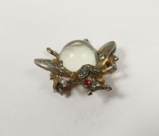 Trifari Sterling Silver Jelly Belly Fly Bug Alfred Philippe Lucite Pin Brooch