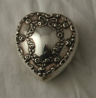 Victorian Solid Silver Heart Shaped Pill Box - Chester 1900