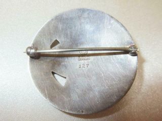 Vtg GEORG JENSEN FLOWER FANCY LEAF Pin 925 Sterling Silver Denmark Brooch 127 4