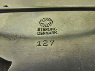 Vtg GEORG JENSEN FLOWER FANCY LEAF Pin 925 Sterling Silver Denmark Brooch 127 5