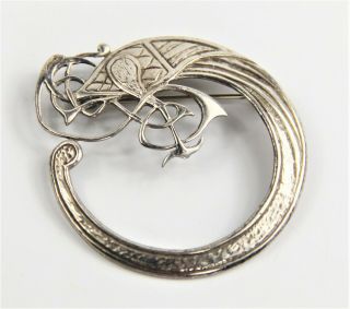 1995 Estate Vintage Jewelry Sterling Silver Celtic Scottish Crane Brooch