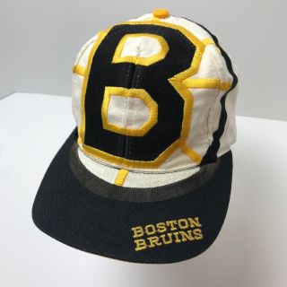 Vintage The Game Big Logo Boston Bruins Nhl Snapback Hat 90s Rare