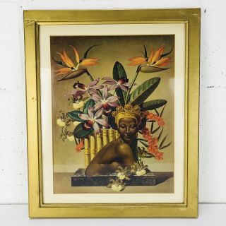 Cosmo De Salvo Art Print Bali Nude Polynesian Floral Vintage 1940s