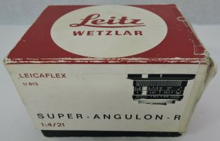 Vtg Leitz Wetzlar 2397190 Leicaflex Angulon R 1:4/21 Camera Lens - Germany