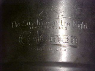 vintage coleman lantern chrome tank.  dated 50 11 3