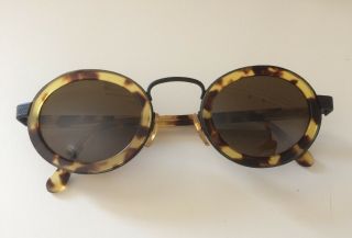 Vintage Giorgio Armani 631 829 Tortoise Black Oval Sunglasses Frames Italy