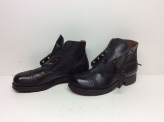 Vtg Mens Unbranded Steel Toe Work Chukka Leather Black Boots Size 7.  5 D