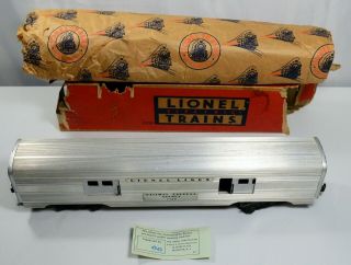 Vintage Lionel No.  2530 Aluminum Small Door Rea Baggage Car W/ Box & Wrap