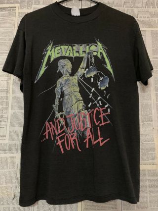 Vtg 80s Metallica And Justice For All Tour T - Shirt