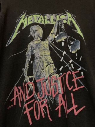 Vtg 80s Metallica And Justice For All Tour T - shirt 2