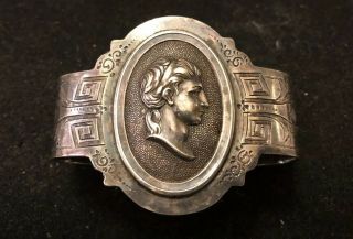Antique Sterling Silver Neoclassical Bust Oval Napkin Ring