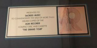 Vtg RIAA Aaron Neville Gold Sales Award CD & Cassette Plaque The Grand Tour 2
