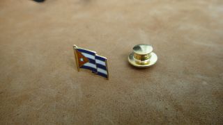 Vintage Antique Rare 18k Solid Gold Cuban / Cuba Flag Lapel Tie Pin Tack Enamel