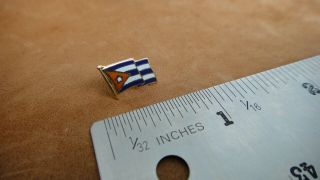 Vintage Antique rare 18k Solid Gold Cuban / Cuba Flag Lapel Tie Pin Tack Enamel 3