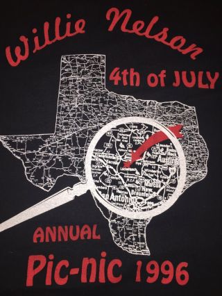 Vintage 1996 Willie Nelson Fourth Of July Annual Picnic Rare Large Shirt 8