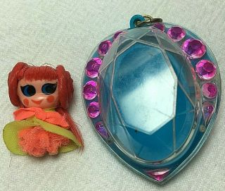 1967 Vintage Mattel Jewelry Liddle Kiddles Heart Necklace Locket &doll Side Buns