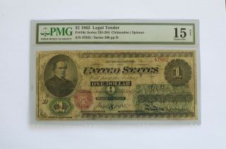 1862 $1 Legal Tender Pmg Choice Fine - Rare Note