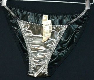 Nwt Nos Vintage String Satin Bikini Panties Foil Look Shiny 7 - L Us