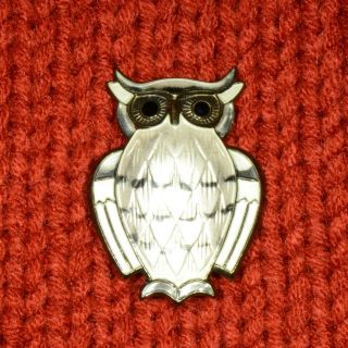Vintage David Andersen Norway Sterling Silver.  925 And Enamel Owl Brooch