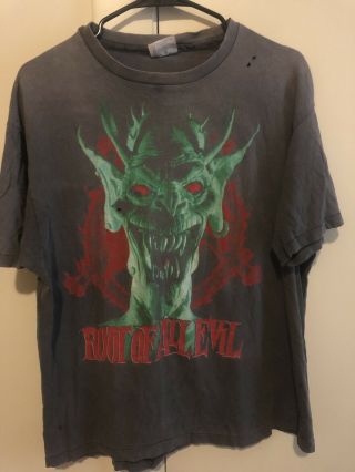 Vintage Slayer T - Shirt Root Of All Evil World Sacrifice Tour 1988 Xl