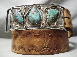 Museum Vintage Navajo Huge Chunk Turquoise Sterling Silver Concho Belt