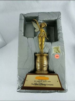 Tinker Bell Walt Disney World 25 Years Service Award Statue Cast Member Nib Rare