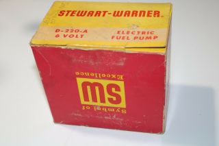 NOS Vintage Stewart Warner Electric Fuel Pump 6v Volt Model D - 220 - A 2