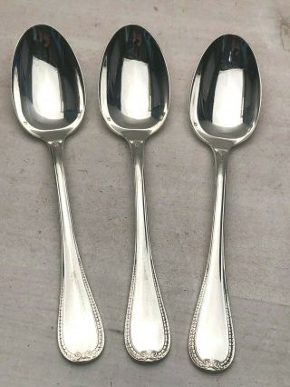 Malmaison By Christofle France Silverplate Group Of 3 Oval Soup Spoons 6.  75 "