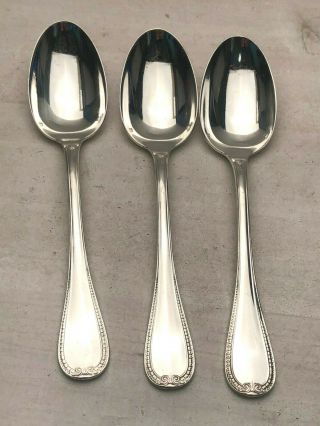 Malmaison by Christofle France Silverplate group of 3 Oval Soup Spoons 6.  75 