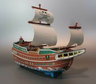 Vintage Modern Toys Battery Operated Pirate Ship Box 3421 Japan