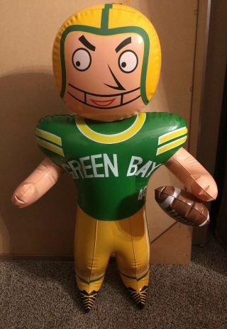 (vtg) 1960s Green Bay Packers Football Inflatable Blow Up 40 Player Nfl Lambeau