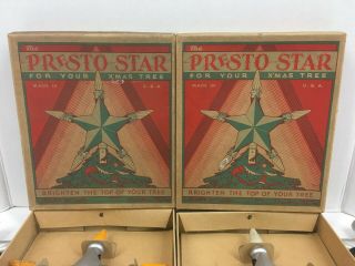 4 Vintage 1930 ' s Presto Star Light Christmas Tree Toppers 2 Box 2