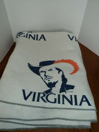 Rare Vintage University Of Virginia Blanket / Statium Throw/ Uva,  Fast,