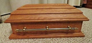 Vintage Solid Wood Brass Handles 13.  25” X 6.  25 " Animal Pet Coffin Casket Urn