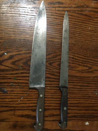 Vintage Pair Henckles Carbon Steel Kitchen Chef’s Knife Germany