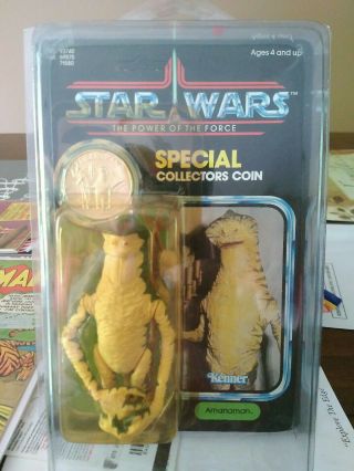 Vintage 1984 Moc Star Wars Potf Amanaman Figure Kenner Unpunched