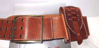 Magnificient Made In Holland Leather Belt W/cigarette Holder Or Cell - Vtg.  Rare