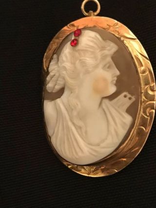 Antique Cameo Brooch / Pendant 10K Yellow Gold 6