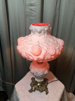 Vintage Fenton Rose Gone With The Wind Parlor Lamp