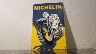 Vintage Michelin Tires Porcelain Gas Auto Bibendum Man Service Motorcycle Sign