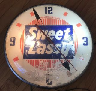 Vintage Sweet Lassy Feed Advertising Clock Sign St.  Joseph Light 15’
