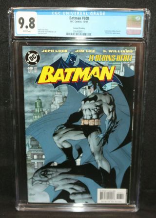 Batman 608 - Rare 2nd Print Jim Lee Variant Cover - Hush Part I Cgc 9.  8 - 2002